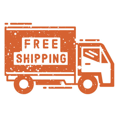 Icon of a delivery truck with "Free Shipping" written on it, representing quick shipping for beer clothes