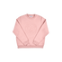 Women's pink sweatshirt showcasing its relaxed fit and soft fleece interior.