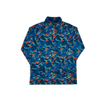 Close-up of the Urban Camo Quarter Zip, highlighting fabric texture and logo