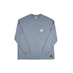 Long sleeve stacked bottle cap tee highlighting its soft fabric and bold design