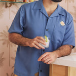 Ocean Blue Classic Ribbed Camp Shirt