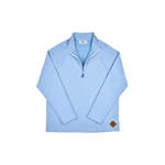Close-up of the light blue Performance Quarter Zip, highlighting its sleek design