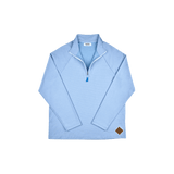 Close-up of the light blue Performance Quarter Zip, highlighting its sleek design