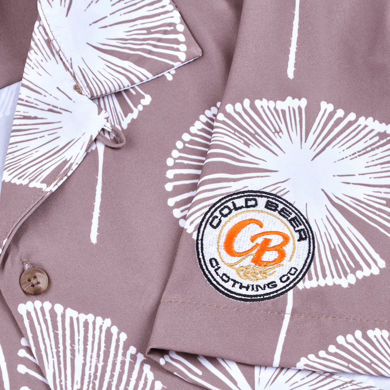 Embroidered logo on the vintage Big Dandelion camp shirt, adding a classic touch
