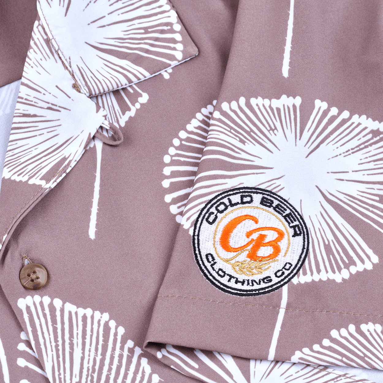 Embroidered logo on the vintage Big Dandelion camp shirt, adding a classic touch