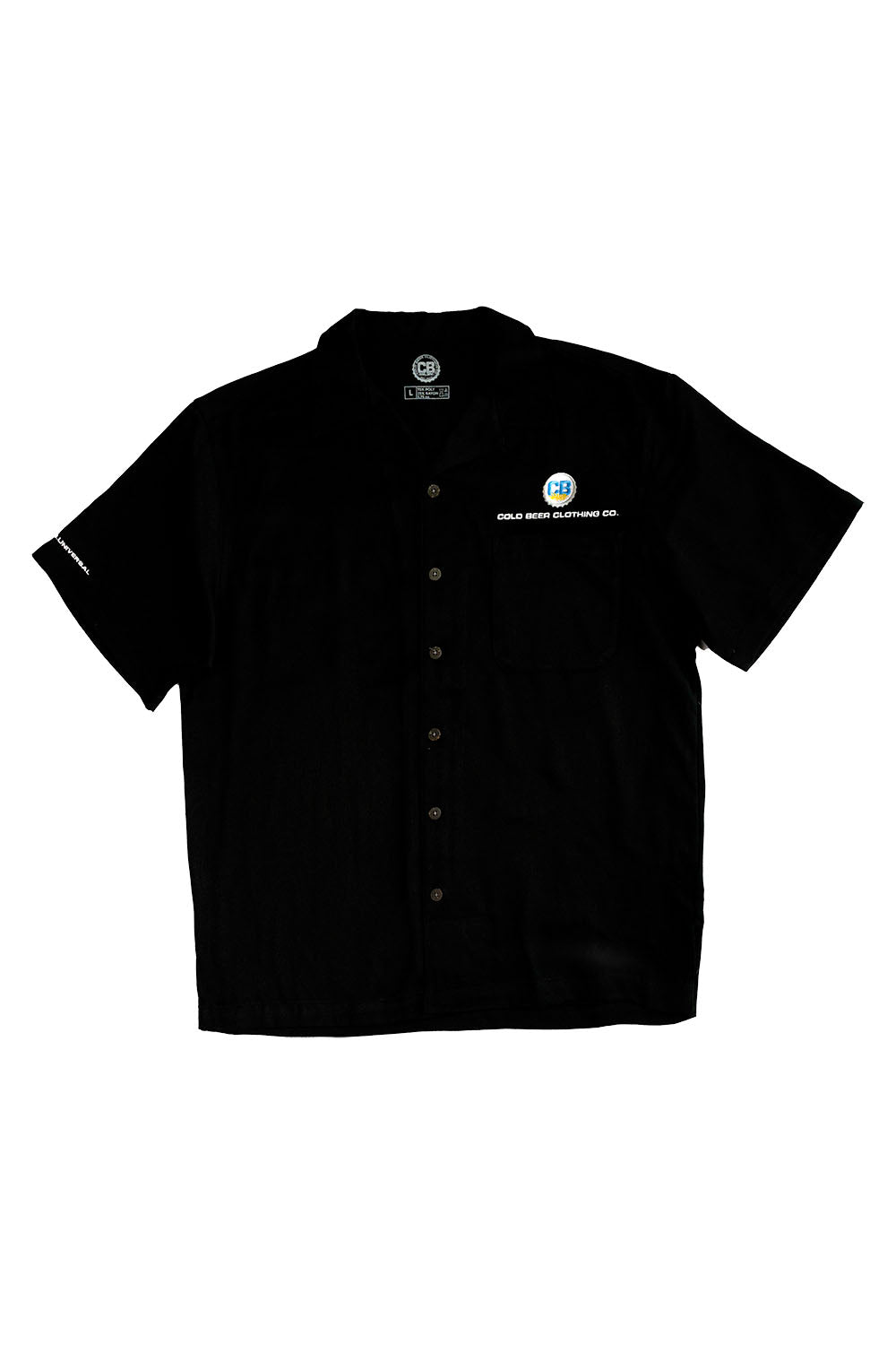 Classic Ribbed Camp Shirt Black Color Front View