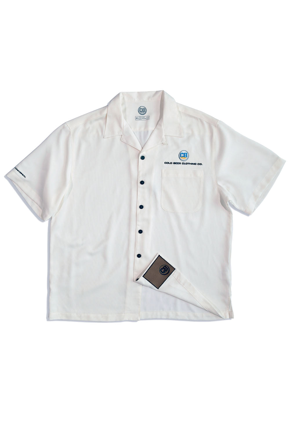 Classic Ribbed Camp Shirt Ivory Color Front View