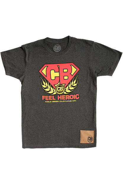 Cold Beer Clothing Heroic Tee Charcoal Heather Color Front View