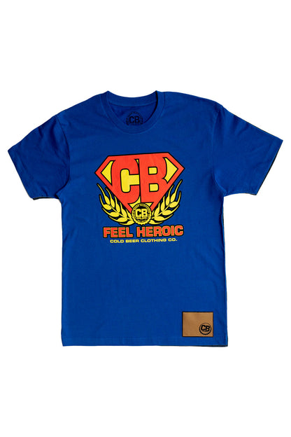 Cold Beer Clothing Heroic Tee Royal Blue Color Front View