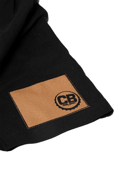 Cold Beer Clothing Moral Tee Black Color Up Close View Of Gripp-Tac Patch