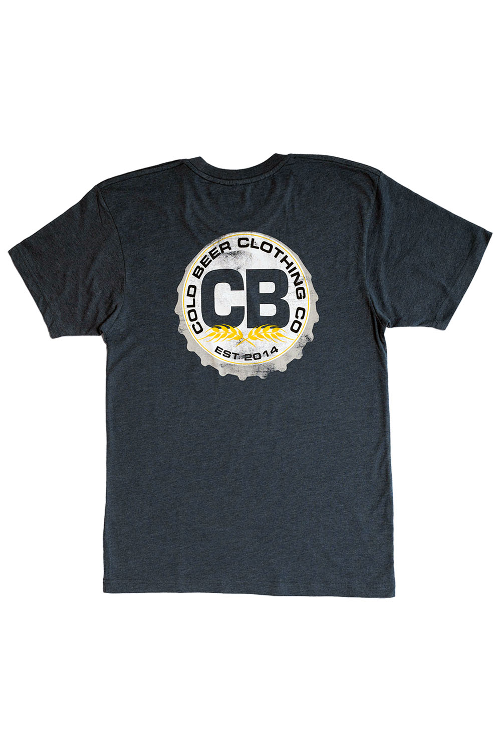 Cold Beer Clothing Original Logo Tee Heather Navy Color Back View