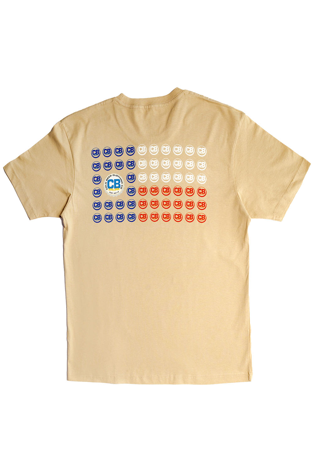 Cold Beer Clothing Texas Flag Tee Sand Color Back View