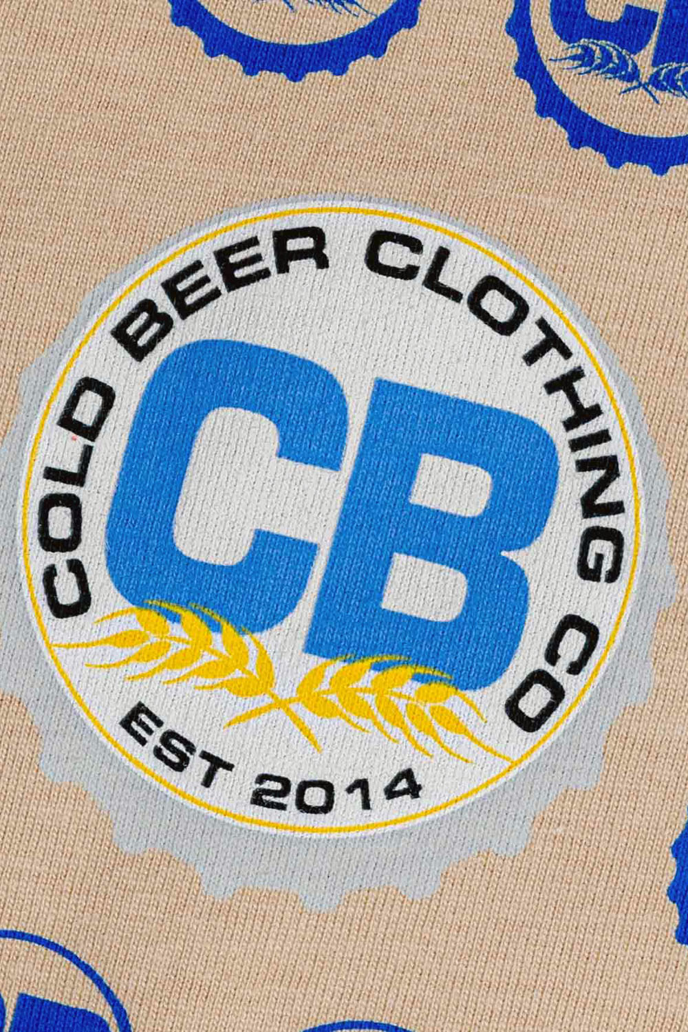 Cold Beer Clothing Texas Flag Tee Sand Color Up Close View Of Logo On Back