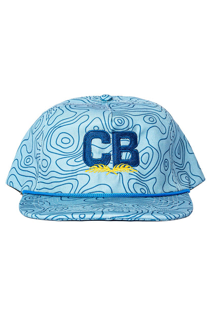 Embroidered Logo Blue Topographic Rope Hat Front View