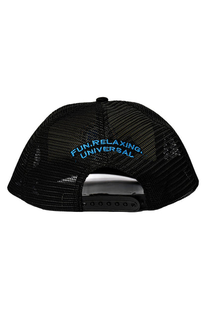 Embroidered Logo Foam Trucker Hat Black Color Back View