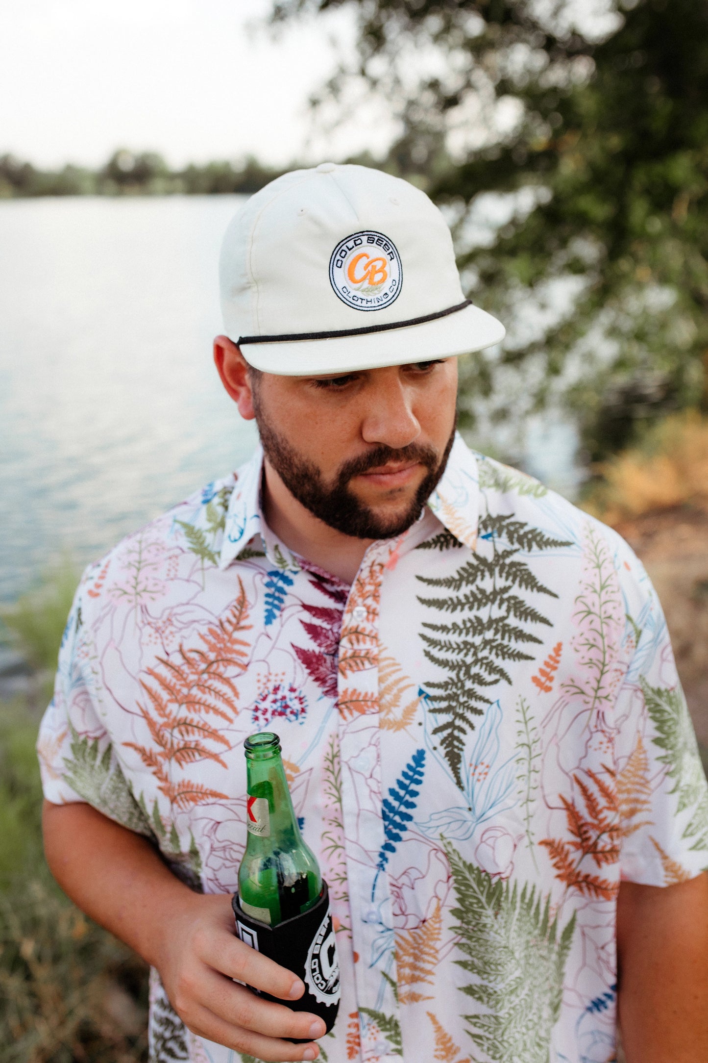 Vintage Big Leaf Print Camp Shirt Model Shot